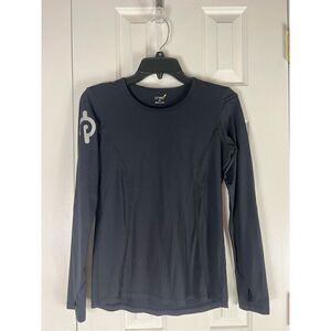 Pheel Active Womens Black Reflective Long Sleeve Top Pullover Size M